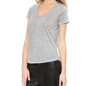 VINCE Scoop Neck Short Sleeve Pima Cotton
Blend Tee in Heather Gray. Women's M